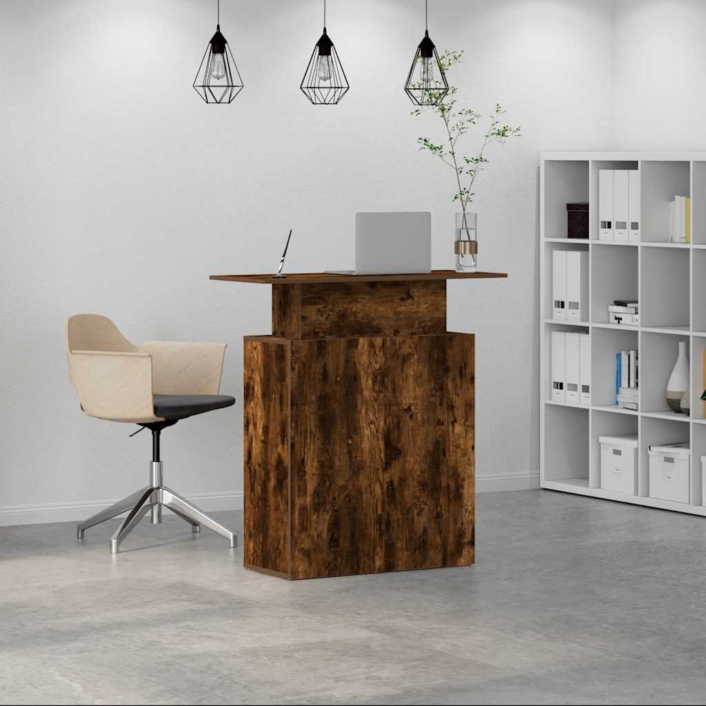 Recepcijski stol dimljeni hrast 100x40x104 cm konstruirano drvo