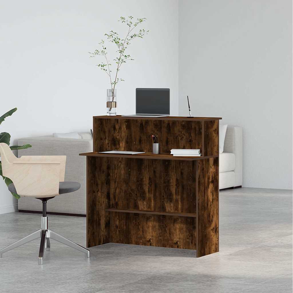Recepcijski stol dimljeni hrast 100x40x104 cm konstruirano drvo