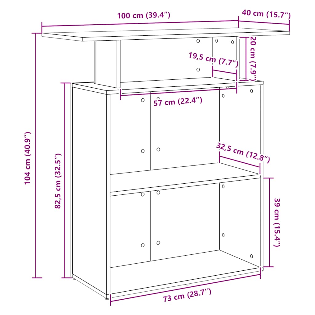 Recepcijski stol dimljeni hrast 100x40x104 cm konstruirano drvo