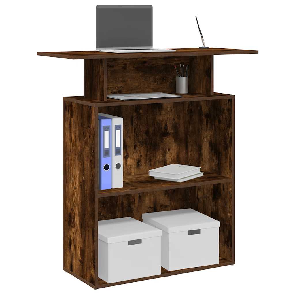 Recepcijski stol dimljeni hrast 100x40x104 cm konstruirano drvo
