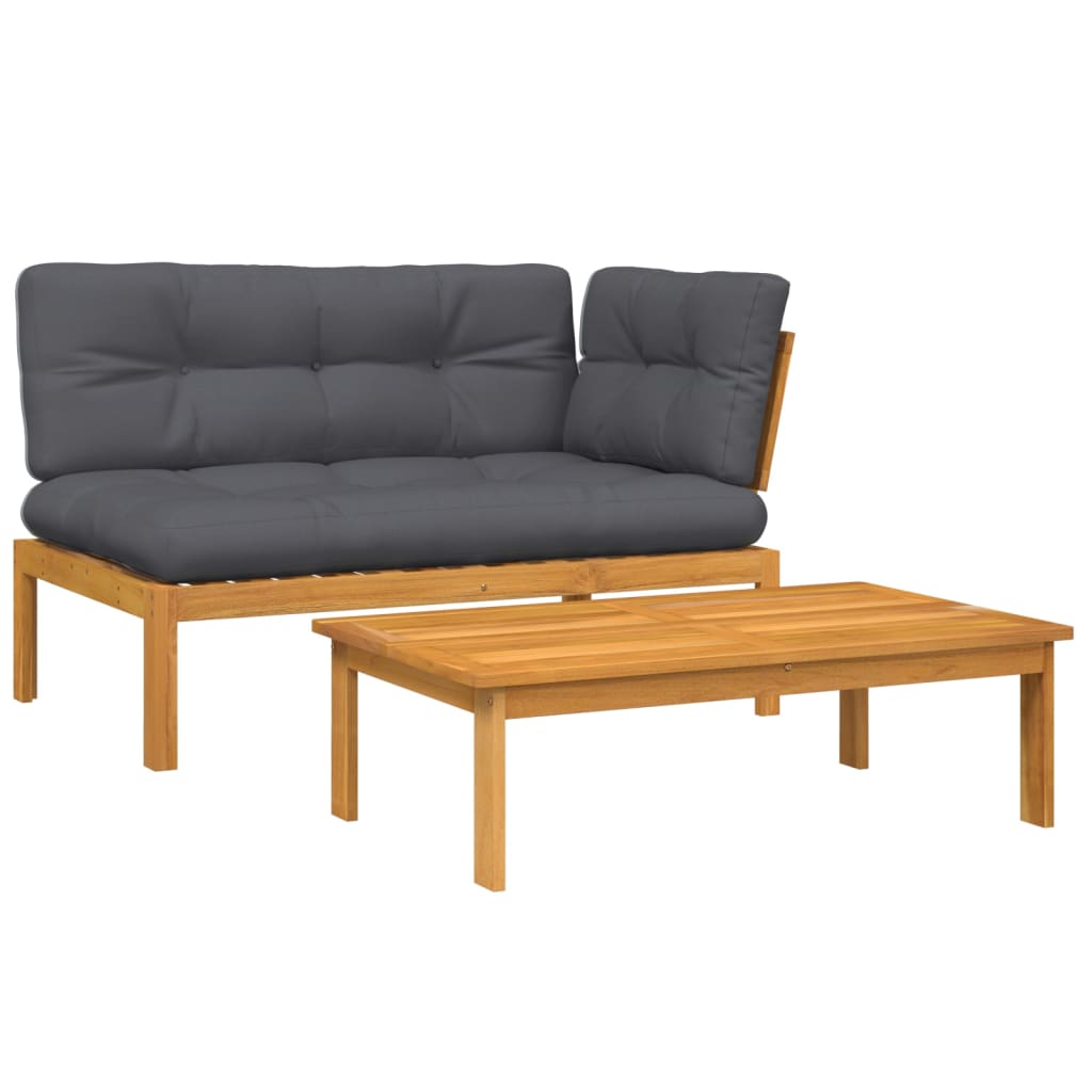 2-dijelni set vrtnih sofa od paleta s jastucima od drva bagrema