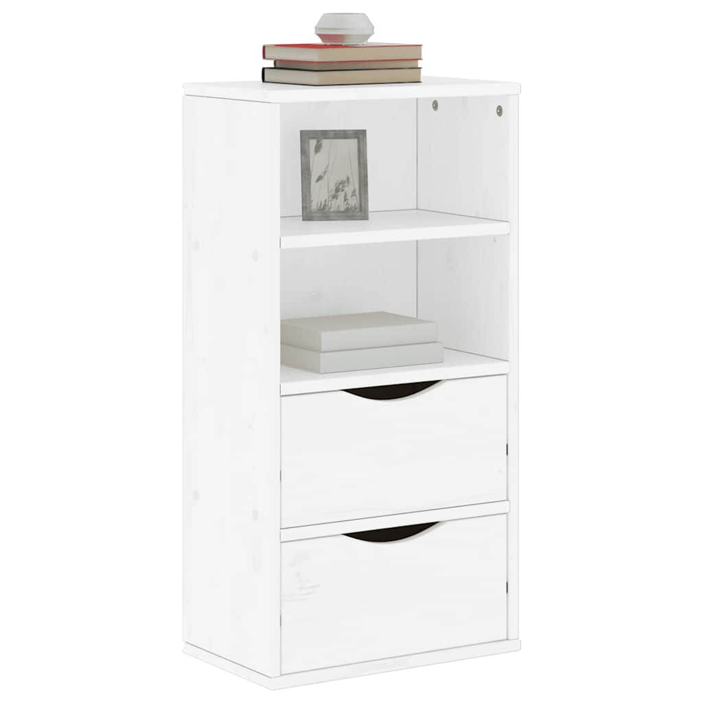Bočni ormarić s ladicama ODDA bijeli 40x24x79 cm puno drvo bor