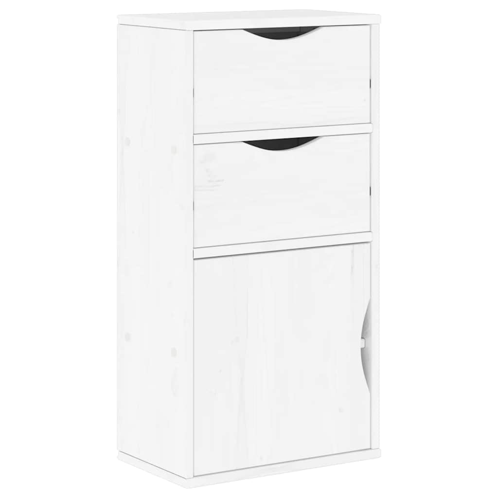 Bočni ormarić s ladicama ODDA bijeli 40x24x79 cm puno drvo bor