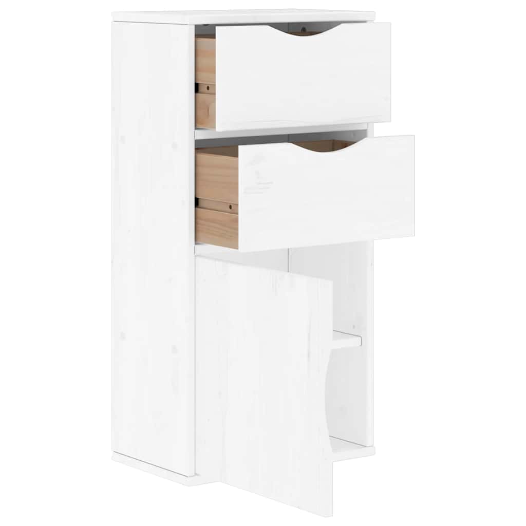 Bočni ormarić s ladicama ODDA bijeli 40x24x79 cm puno drvo bor
