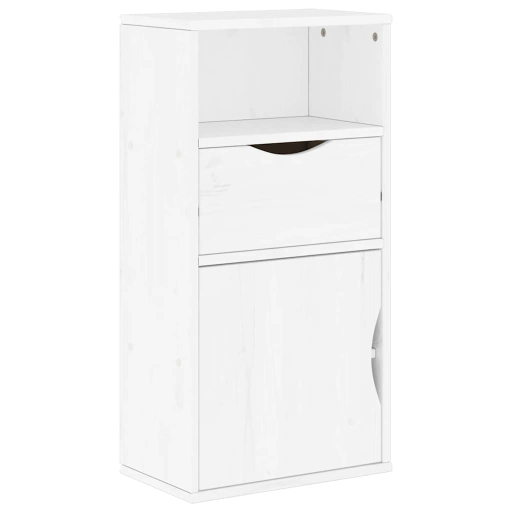 Bočni ormarić s ladicom ODDA bijeli 40x24x79 cm puno drvo bor