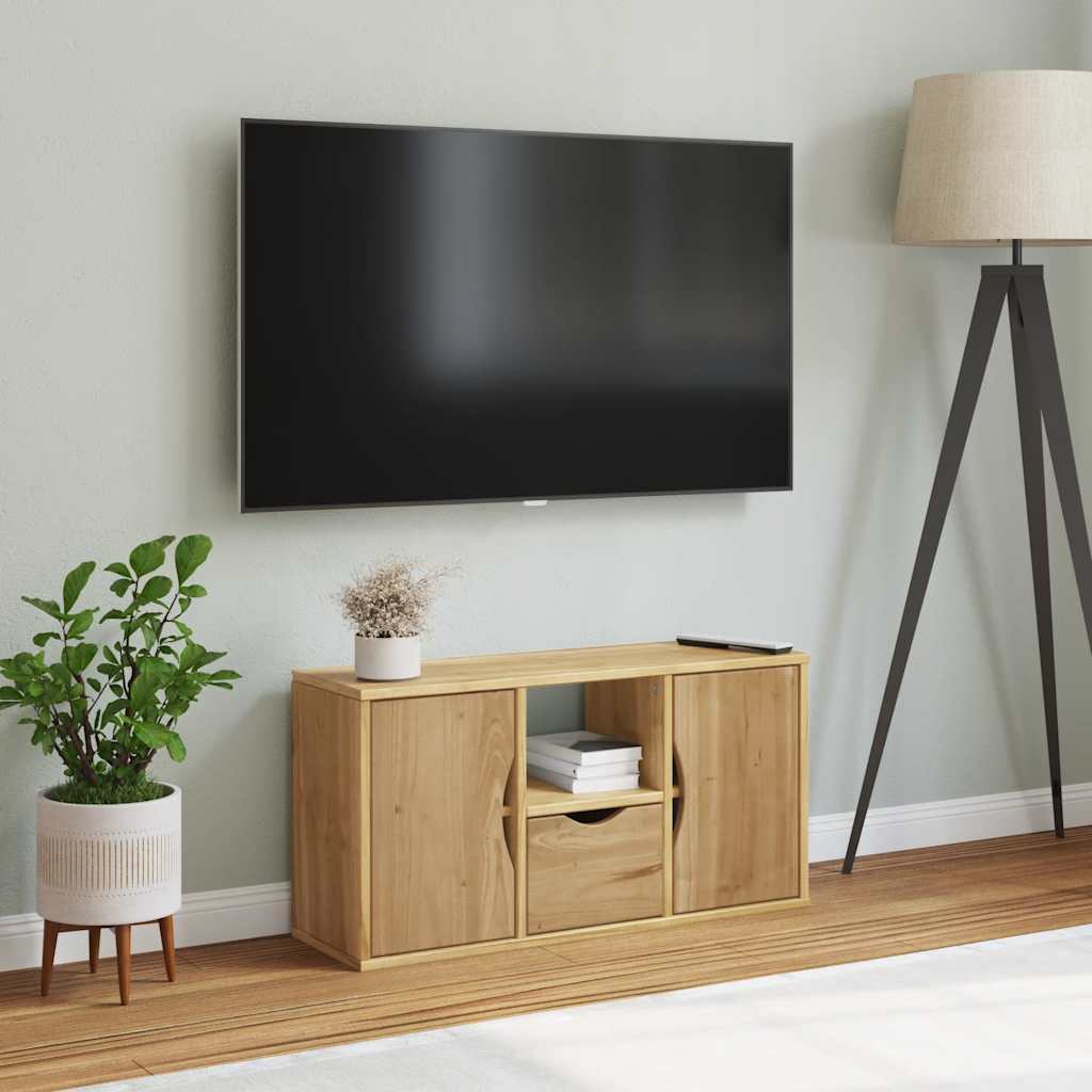 TV ormarić s ladicom ODDA 79x24x40 cm puno drvo bor