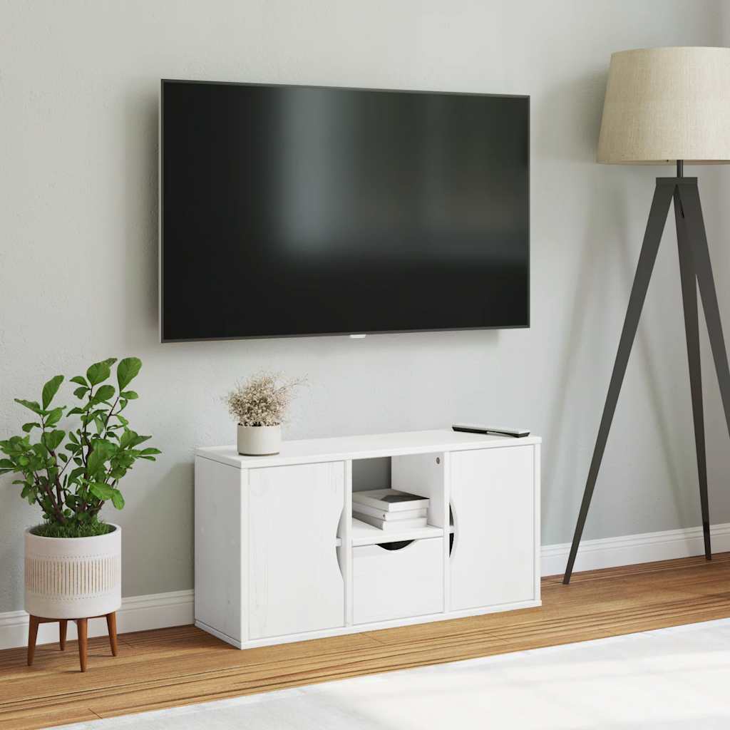 TV ormarić s ladicom ODDA bijeli 79x24x40 cm puno drvo bor
