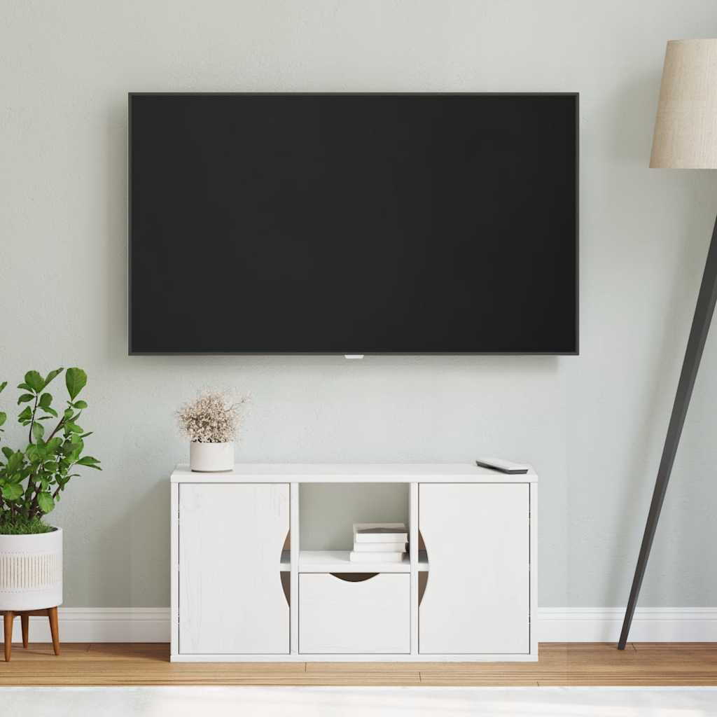 TV ormarić s ladicom ODDA bijeli 79x24x40 cm puno drvo bor