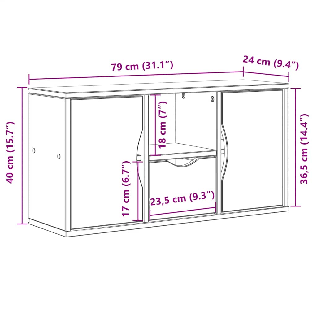 TV ormarić s ladicom ODDA bijeli 79x24x40 cm puno drvo bor