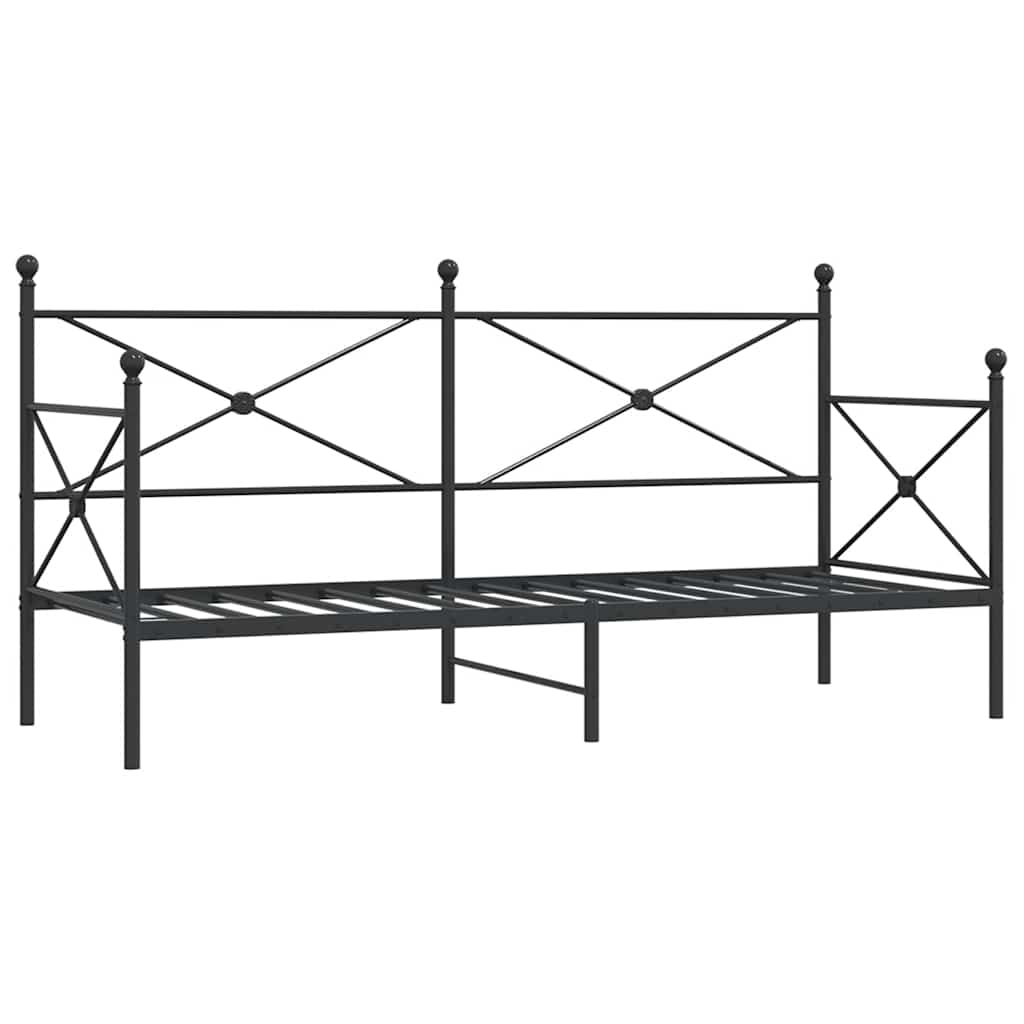 Dnevni krevet bez madraca crni 75x190 cm čelik