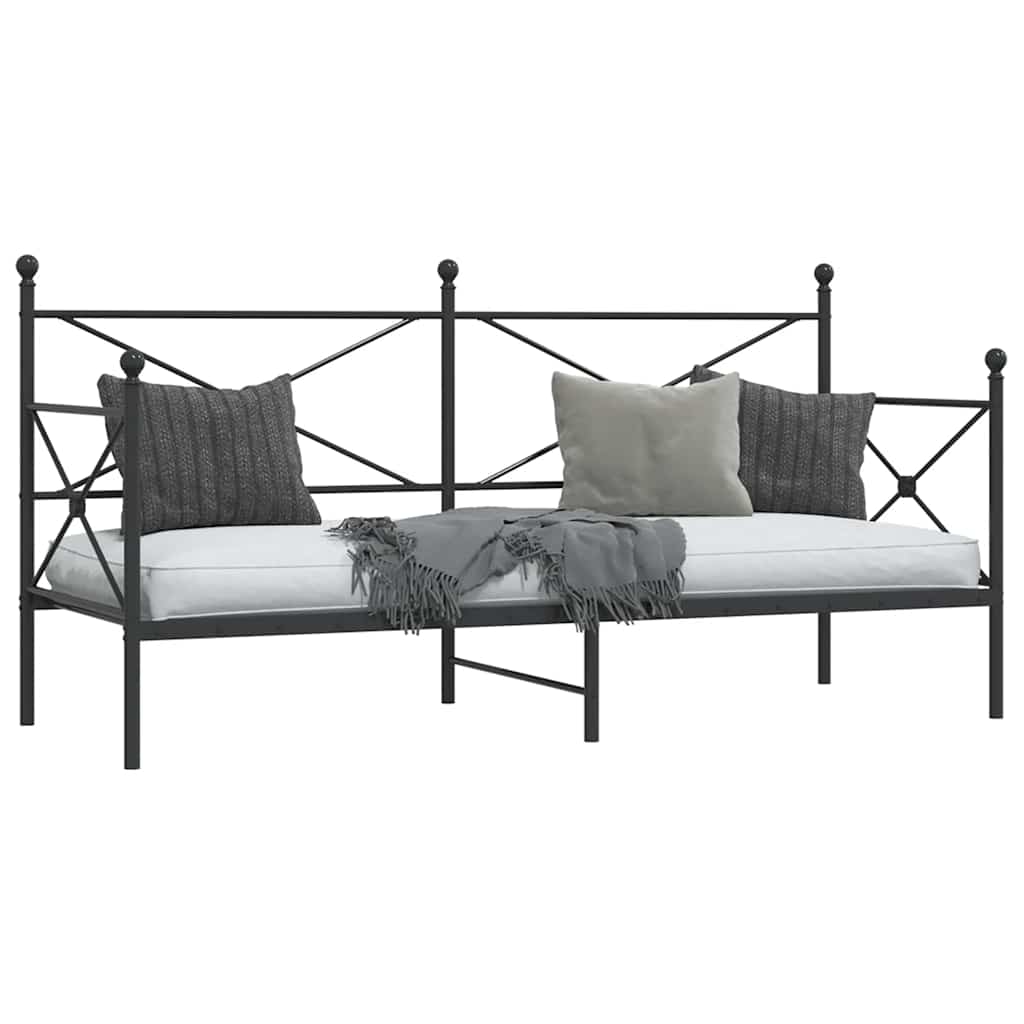 Dnevni krevet bez madraca crni 75x190 cm čelik