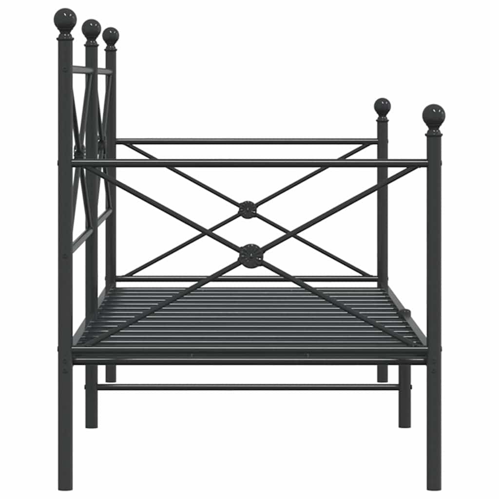 Dnevni krevet bez madraca crni 75x190 cm čelik