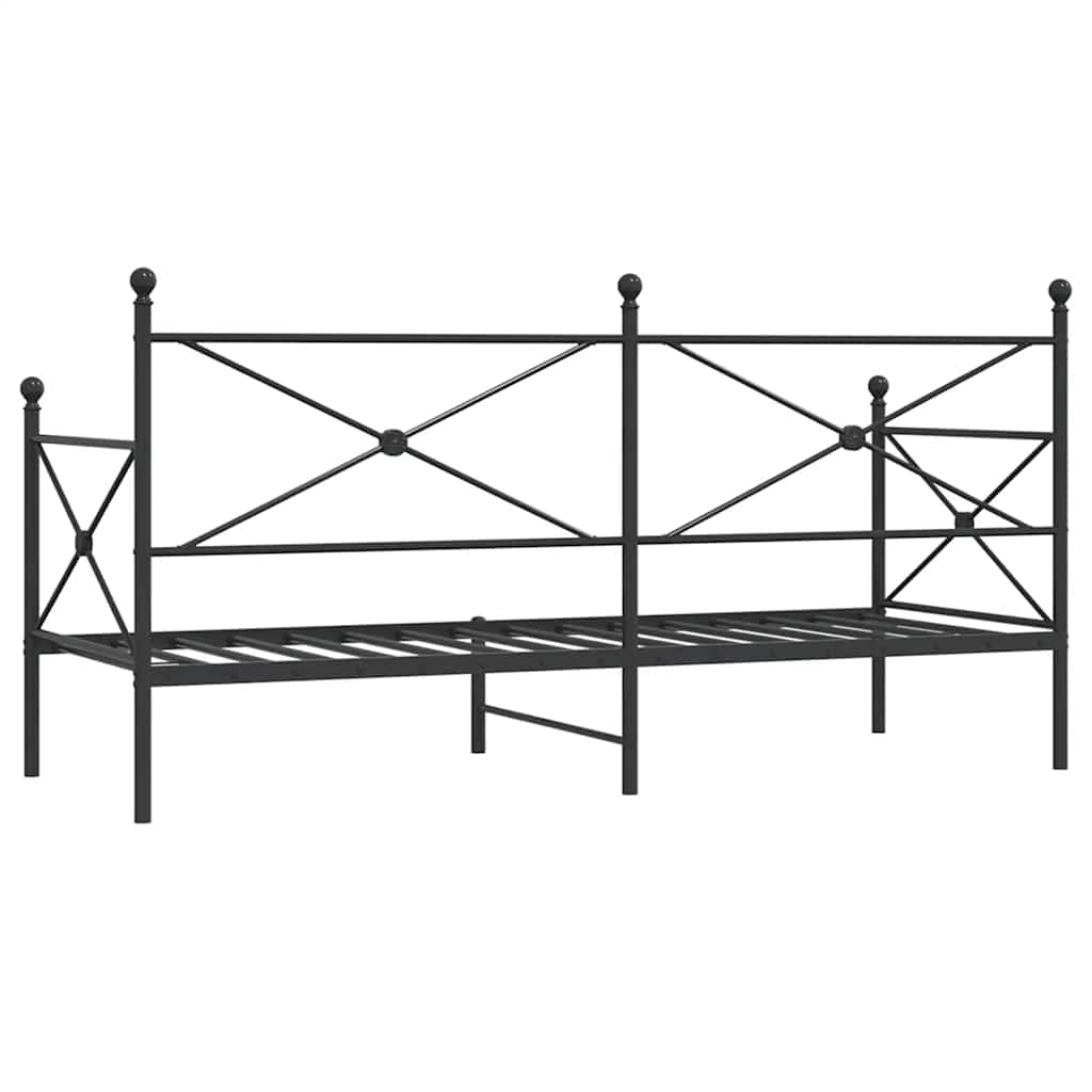 Dnevni krevet bez madraca crni 75x190 cm čelik
