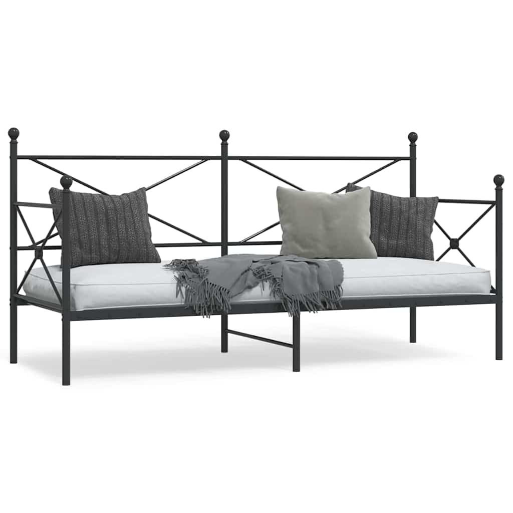 Dnevni krevet bez madraca crni 75x190 cm čelik