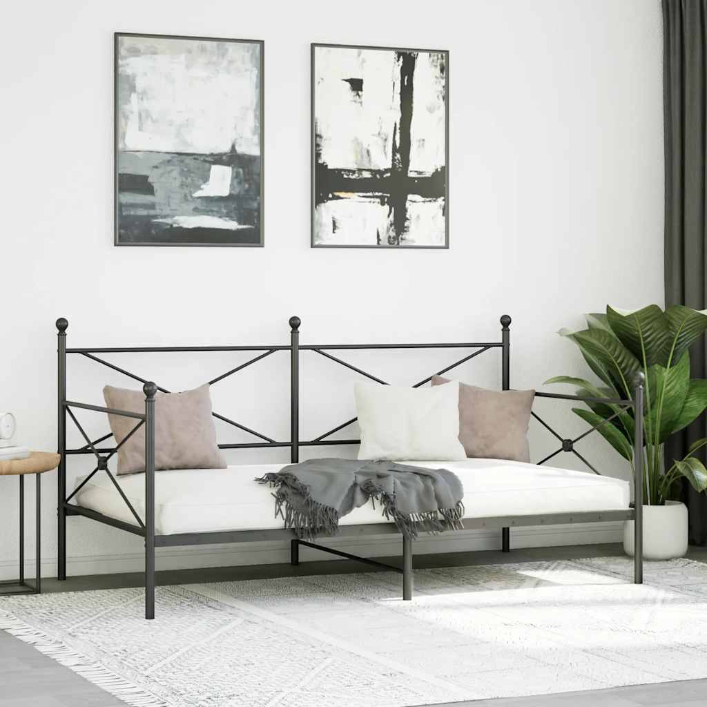 Dnevni krevet bez madraca crni 107x203 cm čelik