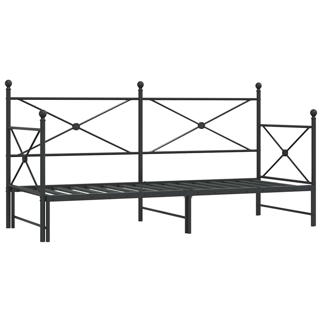 Krevet na rasklapanje bez madraca crni 75x190 cm čelik