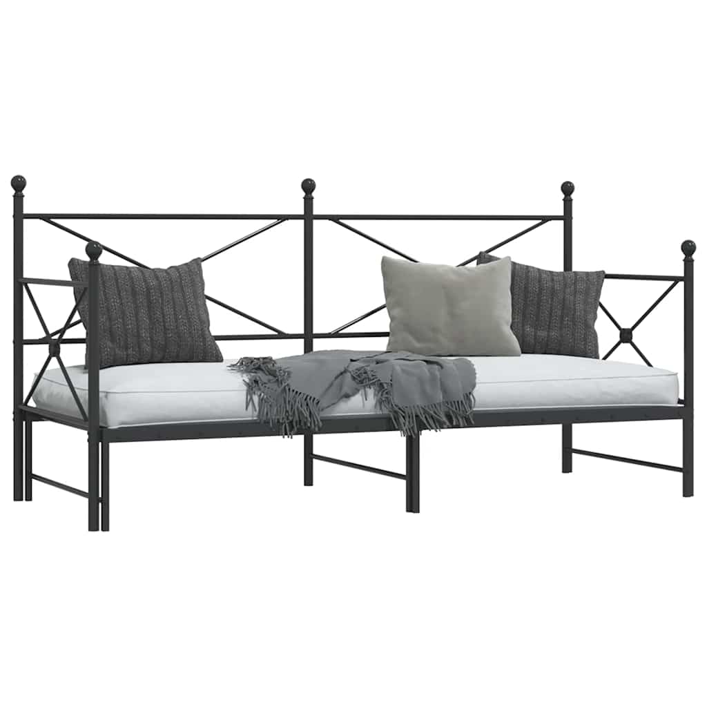 Krevet na rasklapanje bez madraca crni 75x190 cm čelik