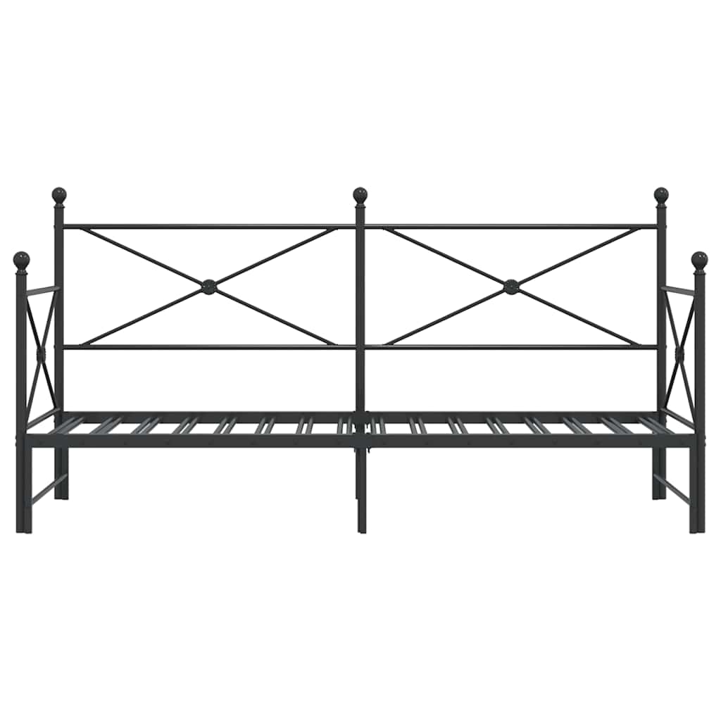 Krevet na rasklapanje bez madraca crni 75x190 cm čelik