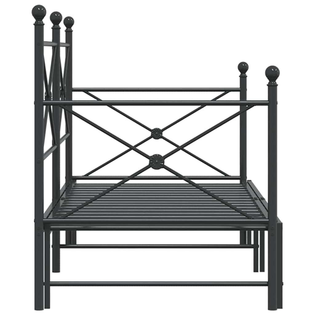 Krevet na rasklapanje bez madraca crni 75x190 cm čelik