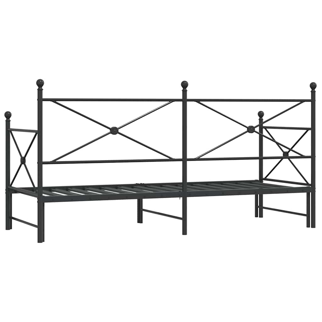 Krevet na rasklapanje bez madraca crni 75x190 cm čelik