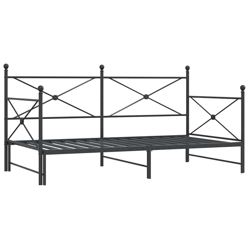 Krevet na rasklapanje bez madraca crni 100x200 cm čelik