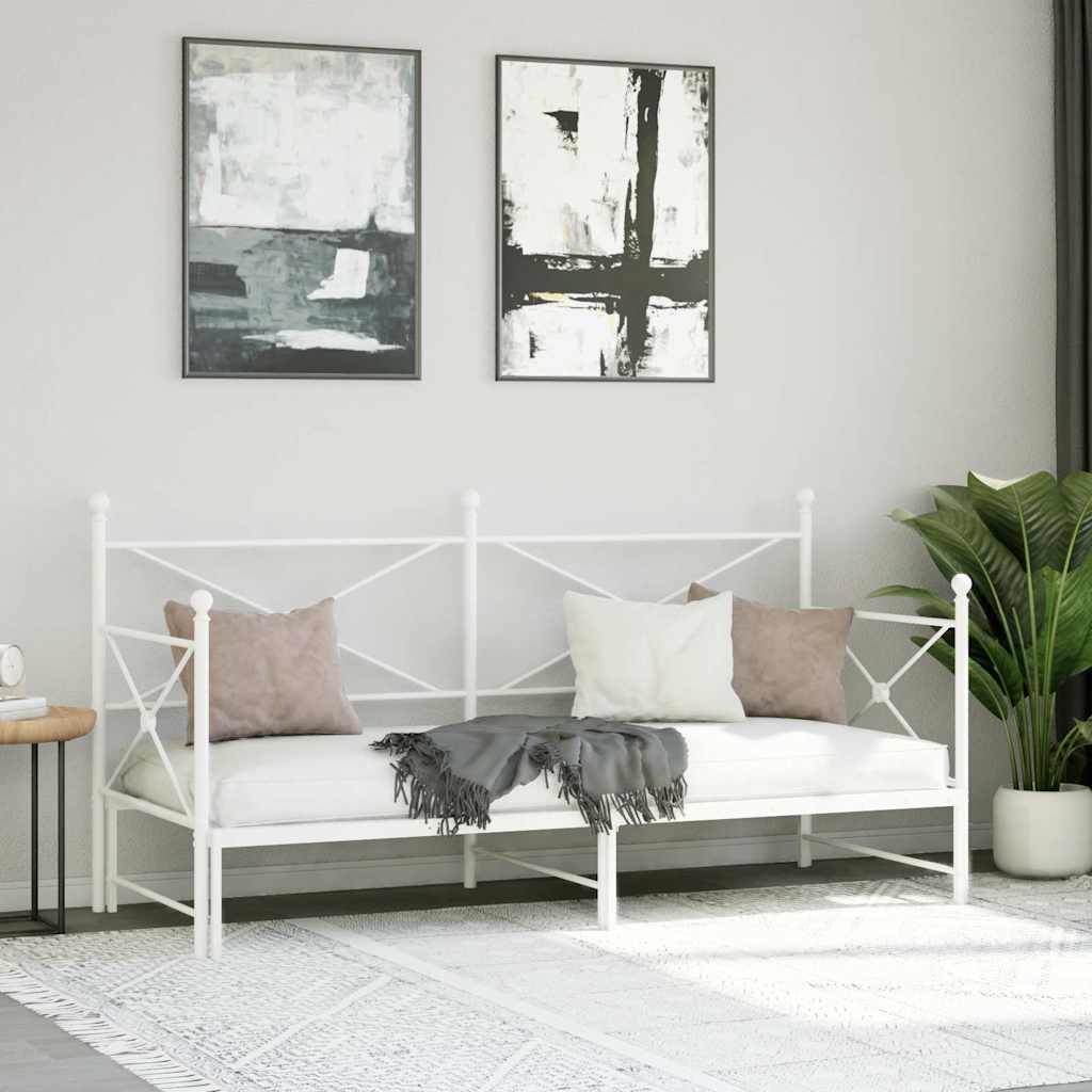 Krevet na rasklapanje bez madraca bijeli 75x190 cm čelik