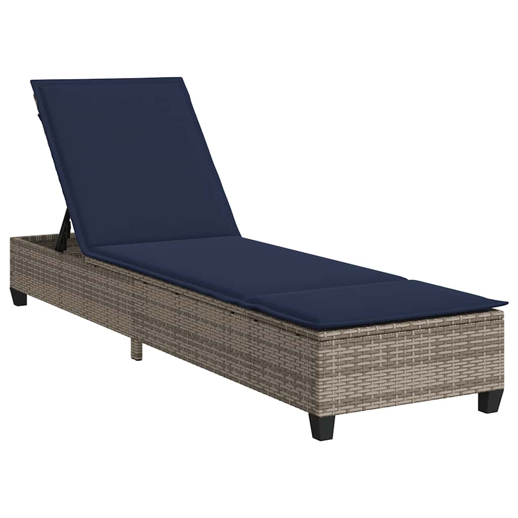 Ležaljka s jastucima siva 55x200x25,5 cm poli ratan
