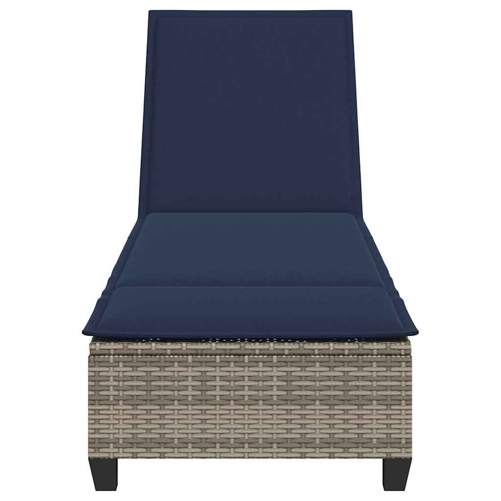 Ležaljka s jastucima siva 55x200x25,5 cm poli ratan