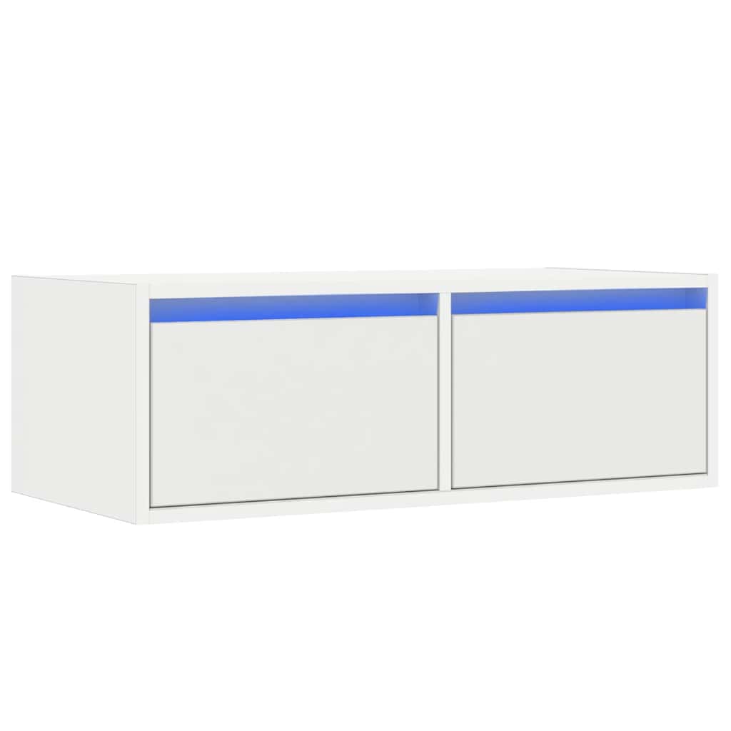 TV ormarić s LED svjetlima bijeli 75x35,5x25 cm