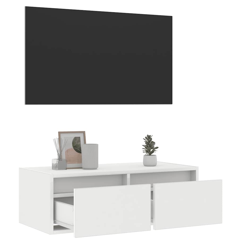 TV ormarić s LED svjetlima bijeli 75x35,5x25 cm