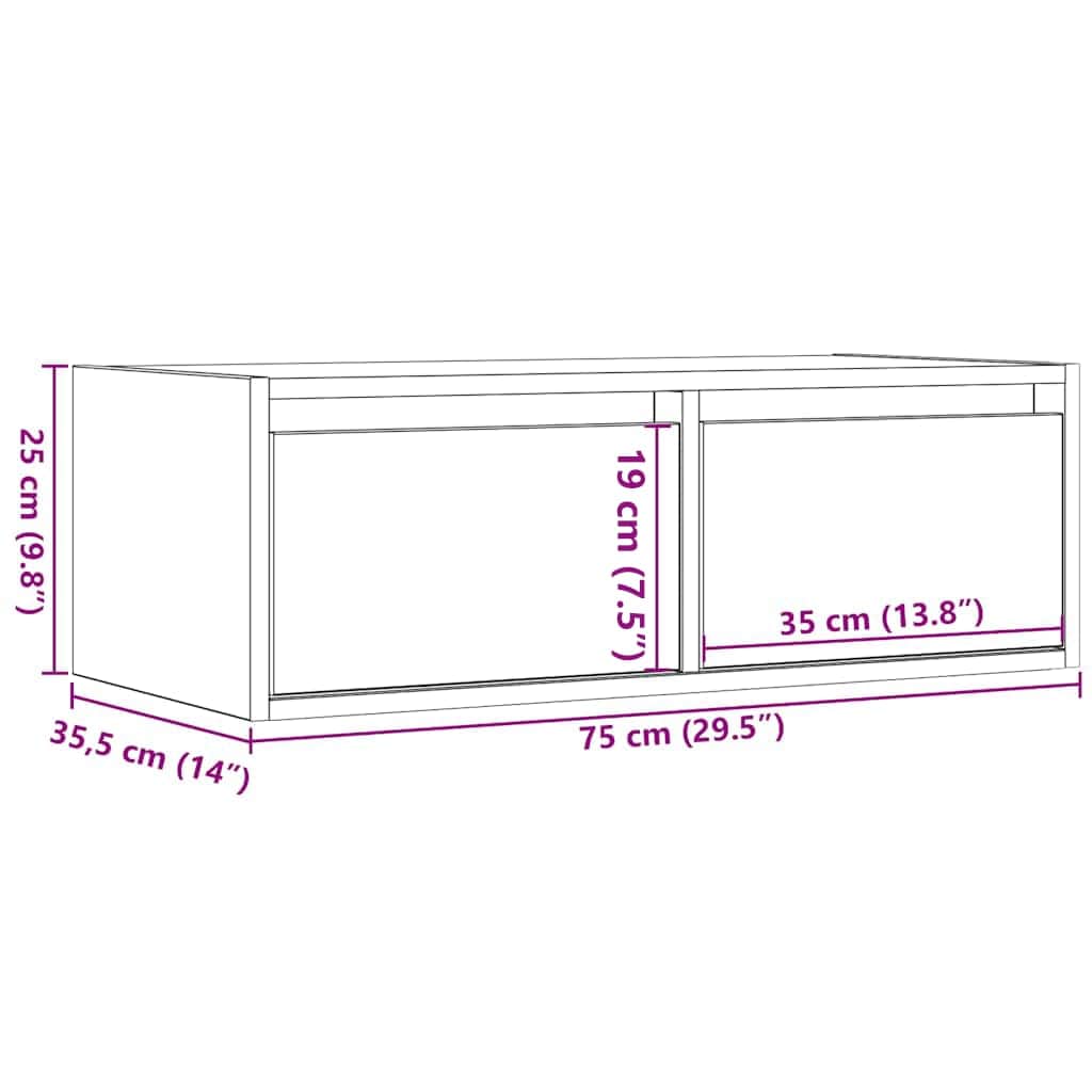 TV ormarić s LED svjetlima crni hrast 75x35,5x25 cm