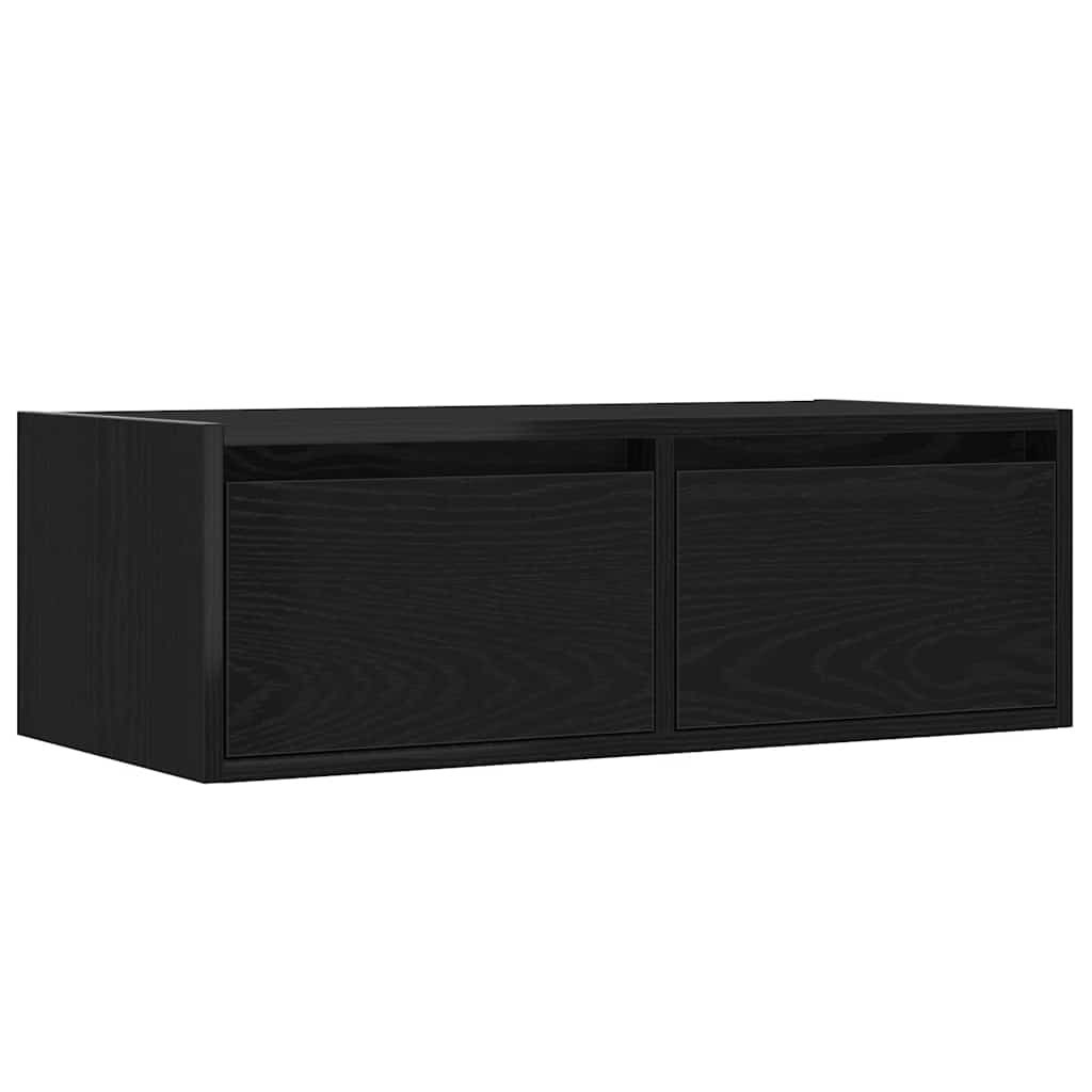 TV ormarić s LED svjetlima crni hrast 75x35,5x25 cm