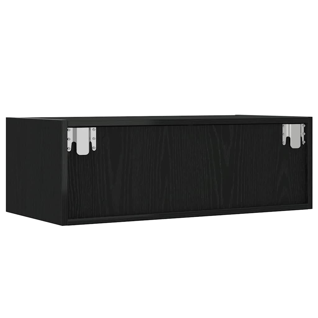 TV ormarić s LED svjetlima crni hrast 75x35,5x25 cm
