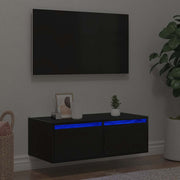 TV ormarić s LED svjetlima crni hrast 75x35,5x25 cm