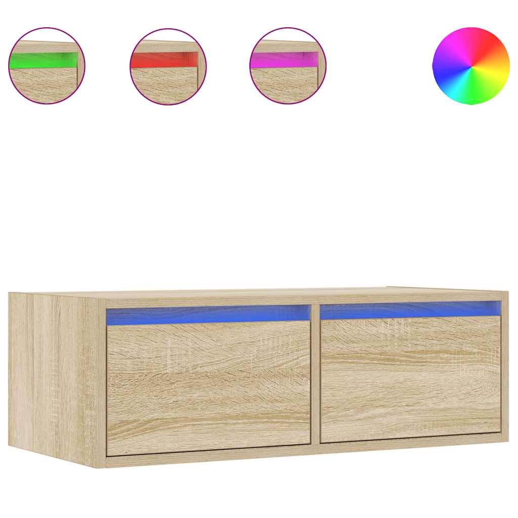 TV ormarić s LED svjetlima boja hrasta sonome 75x35,5x25 cm