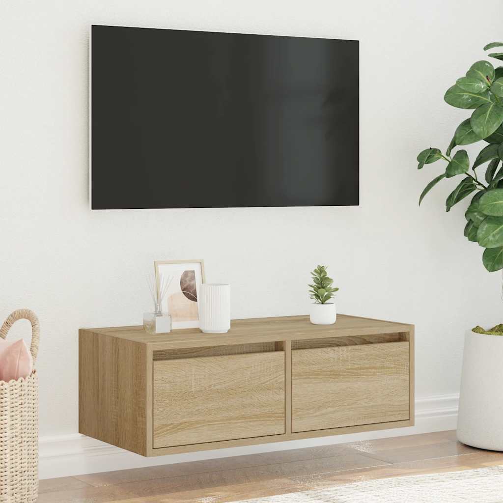 TV ormarić s LED svjetlima boja hrasta sonome 75x35,5x25 cm