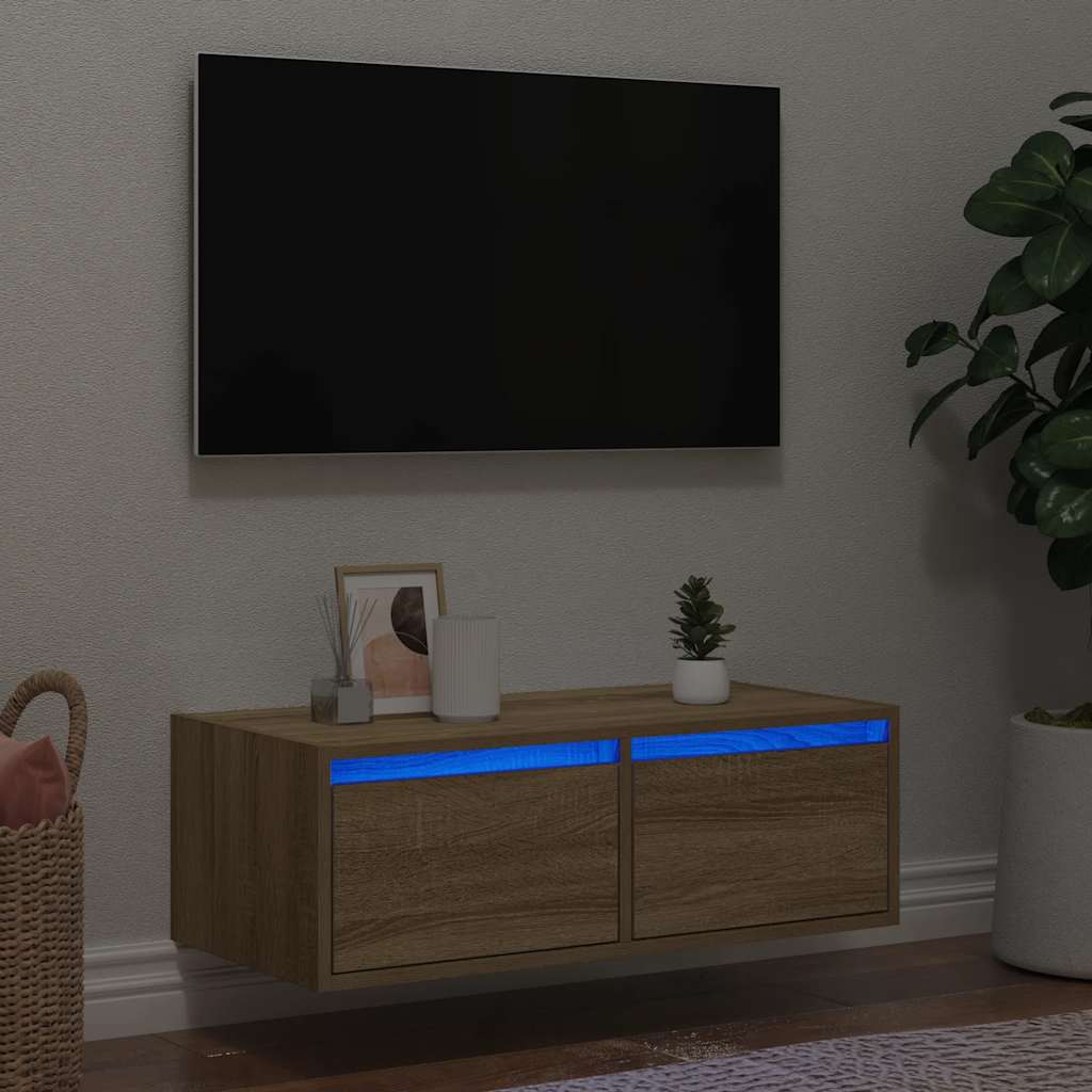 TV ormarić s LED svjetlima boja hrasta sonome 75x35,5x25 cm