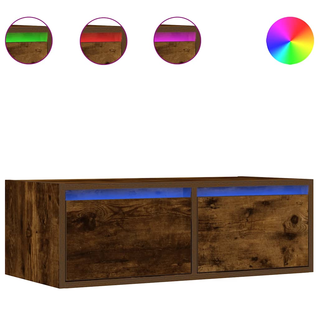 TV ormarić s LED svjetlima boja dimljenog hrasta 75x35,5x25 cm