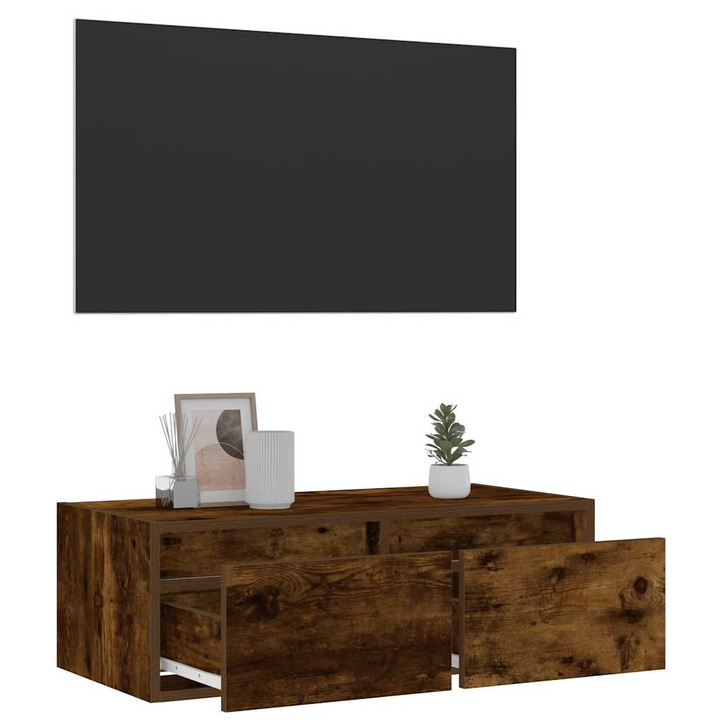 TV ormarić s LED svjetlima boja dimljenog hrasta 75x35,5x25 cm