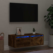 TV ormarić s LED svjetlima boja dimljenog hrasta 75x35,5x25 cm