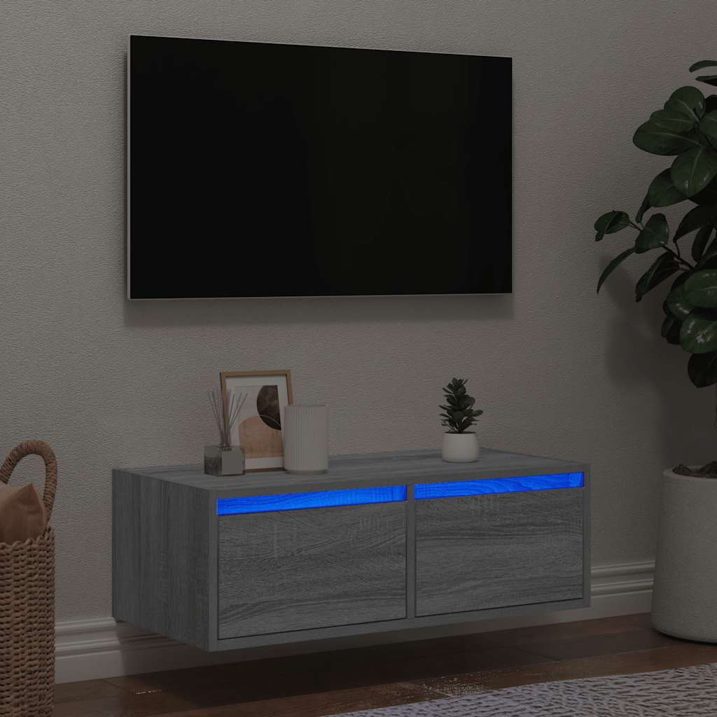 TV ormarić s LED svjetlima boja hrasta sonome 75x35,5x25 cm