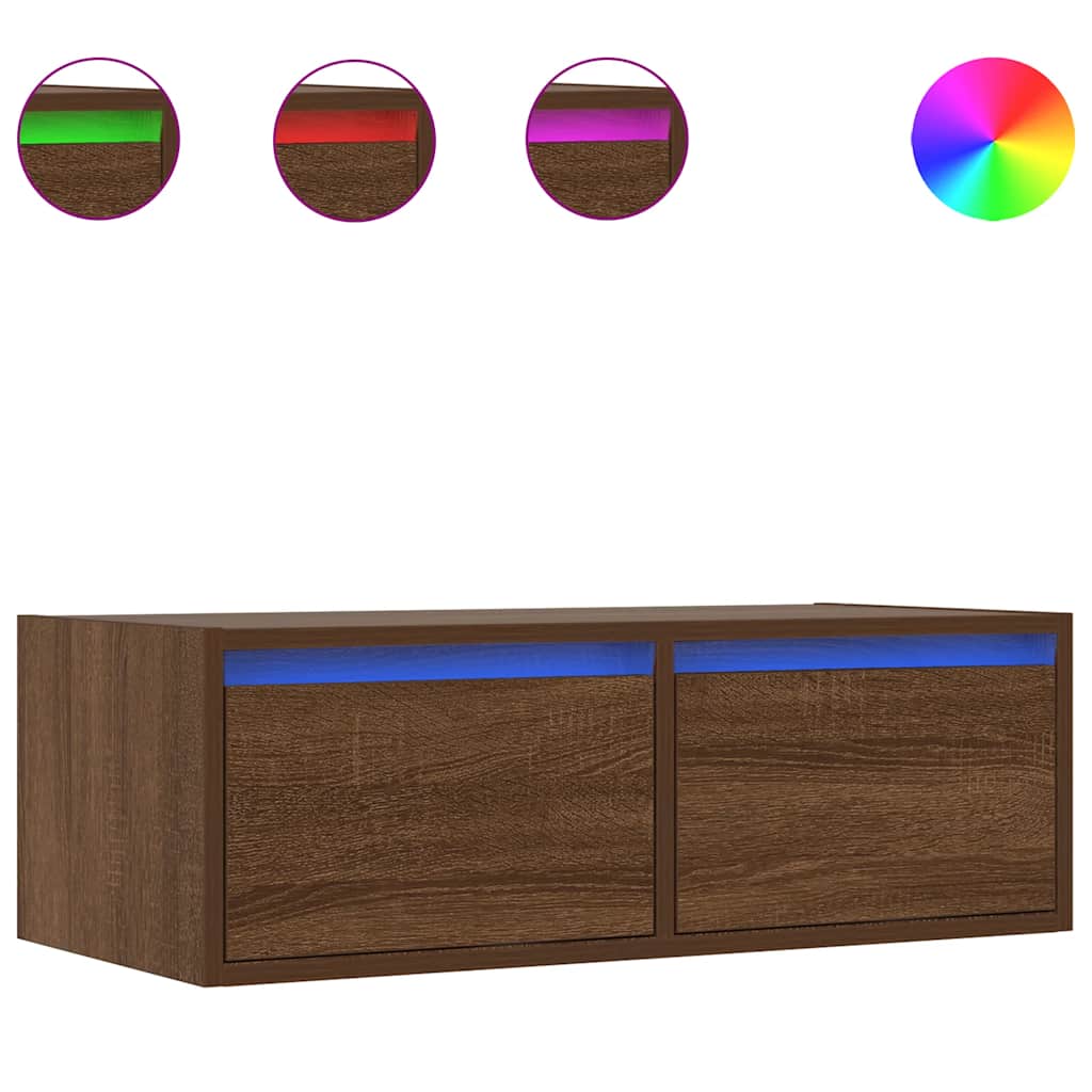 TV ormarić s LED svjetlima boja smeđeg hrasta 75x35,5x25 cm