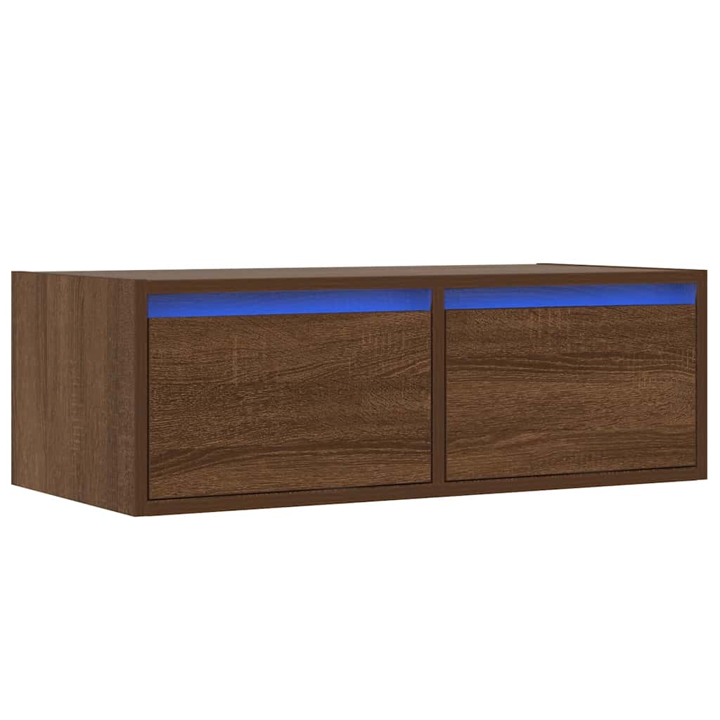 TV ormarić s LED svjetlima boja smeđeg hrasta 75x35,5x25 cm
