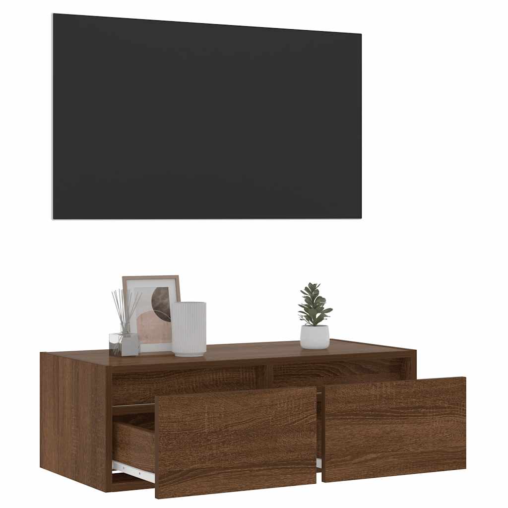TV ormarić s LED svjetlima boja smeđeg hrasta 75x35,5x25 cm