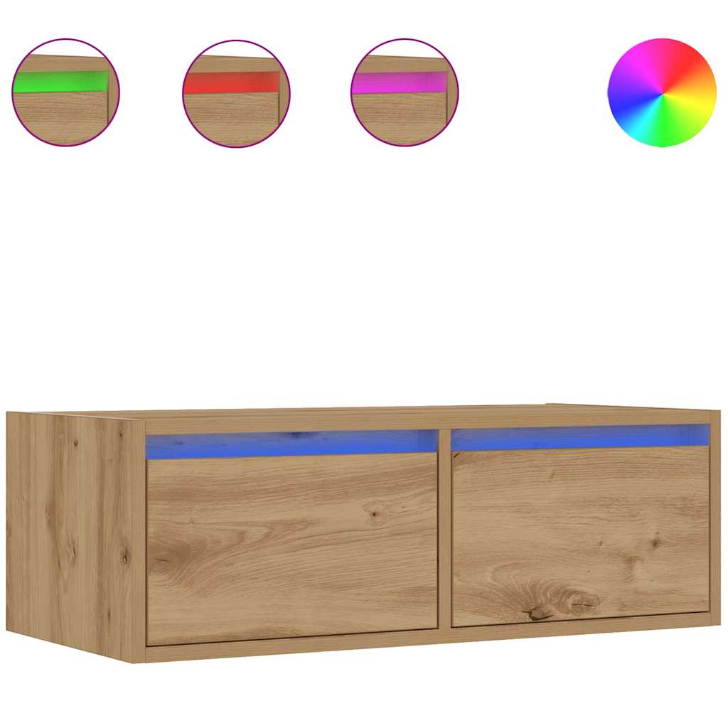 TV ormarić s LED svjetlima boja artisan hrasta 75x35,5x25 cm
