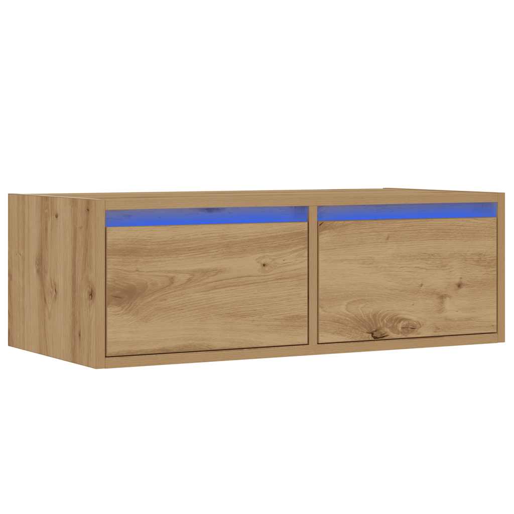 TV ormarić s LED svjetlima boja artisan hrasta 75x35,5x25 cm