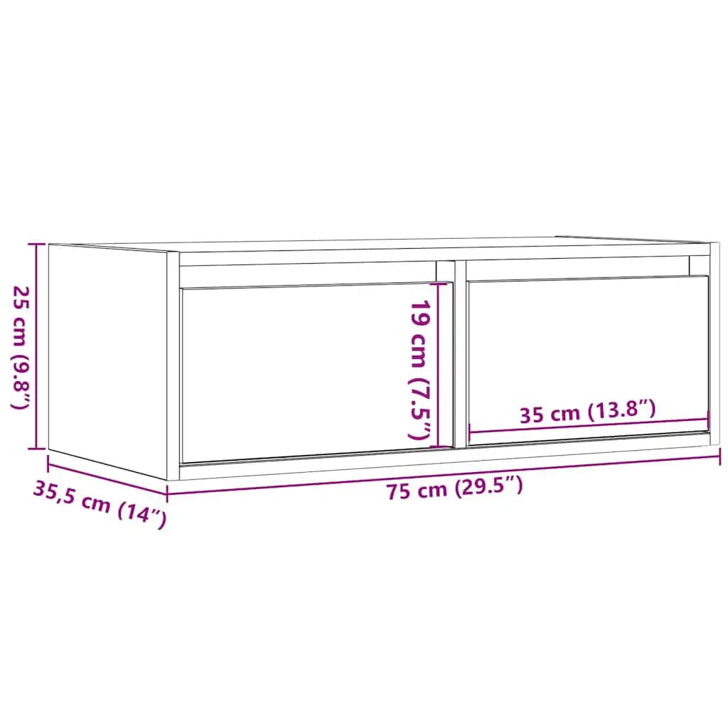 TV ormarić s LED svjetlima boja artisan hrasta 75x35,5x25 cm