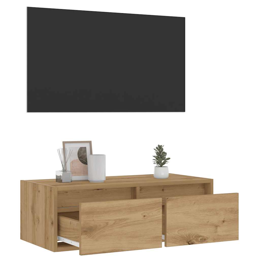 TV ormarić s LED svjetlima boja artisan hrasta 75x35,5x25 cm