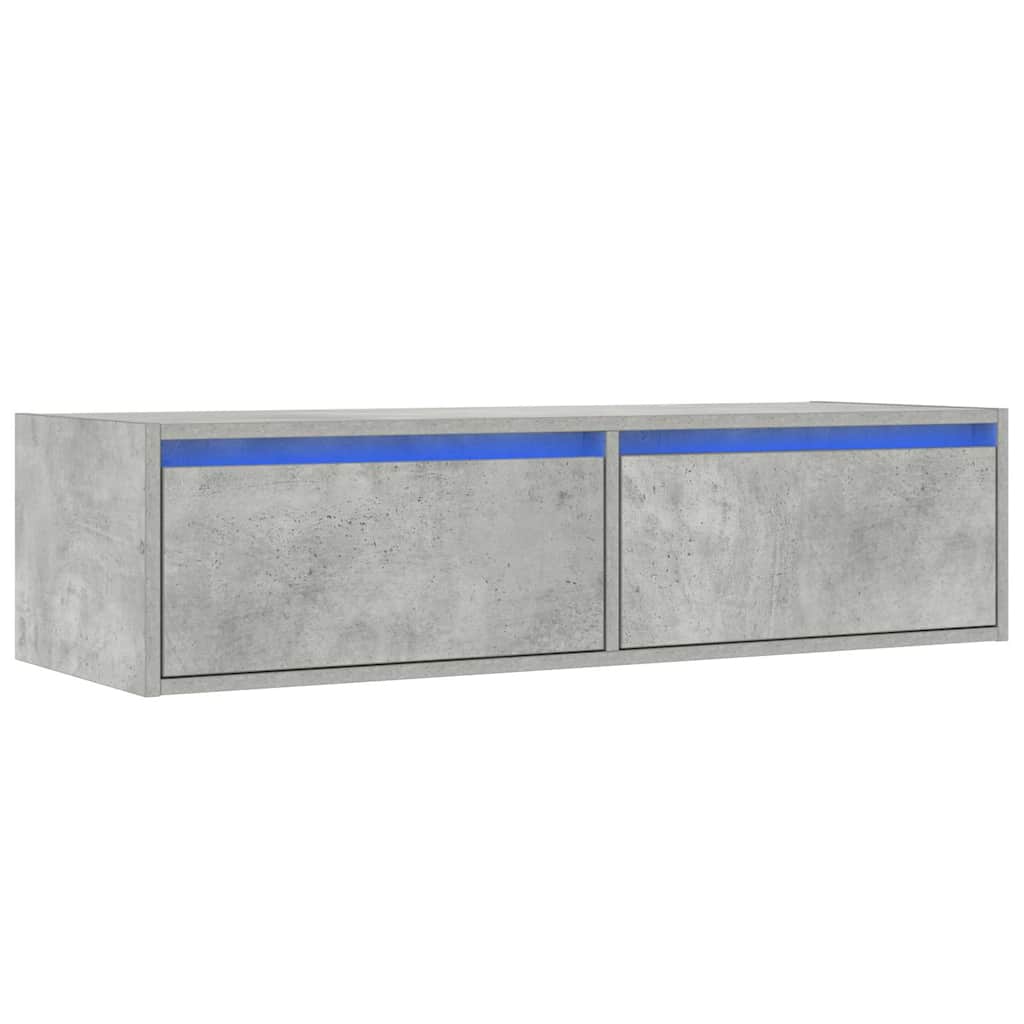 TV ormarić s LED svjetlima siva boja betona 100X35,5x25 cm