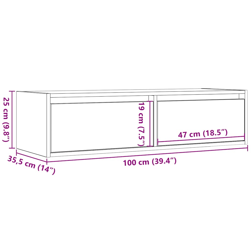 TV ormarić s LED svjetlima siva boja betona 100X35,5x25 cm